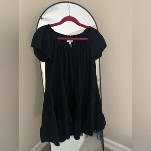 Max Studio Black Flutter Sleeve Smocked Blouse